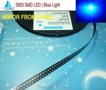 (1000 шт./лот) (LED | SMD) 0603 SMD LED, Синий излучающий цвет, Светоизлучающий диод, 0603 4000 шт. в катушке